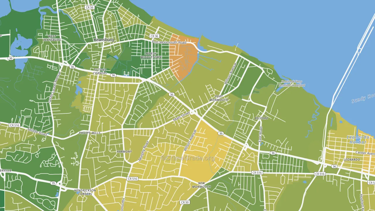 Port Monmouth, NJ Map of Murder Rates