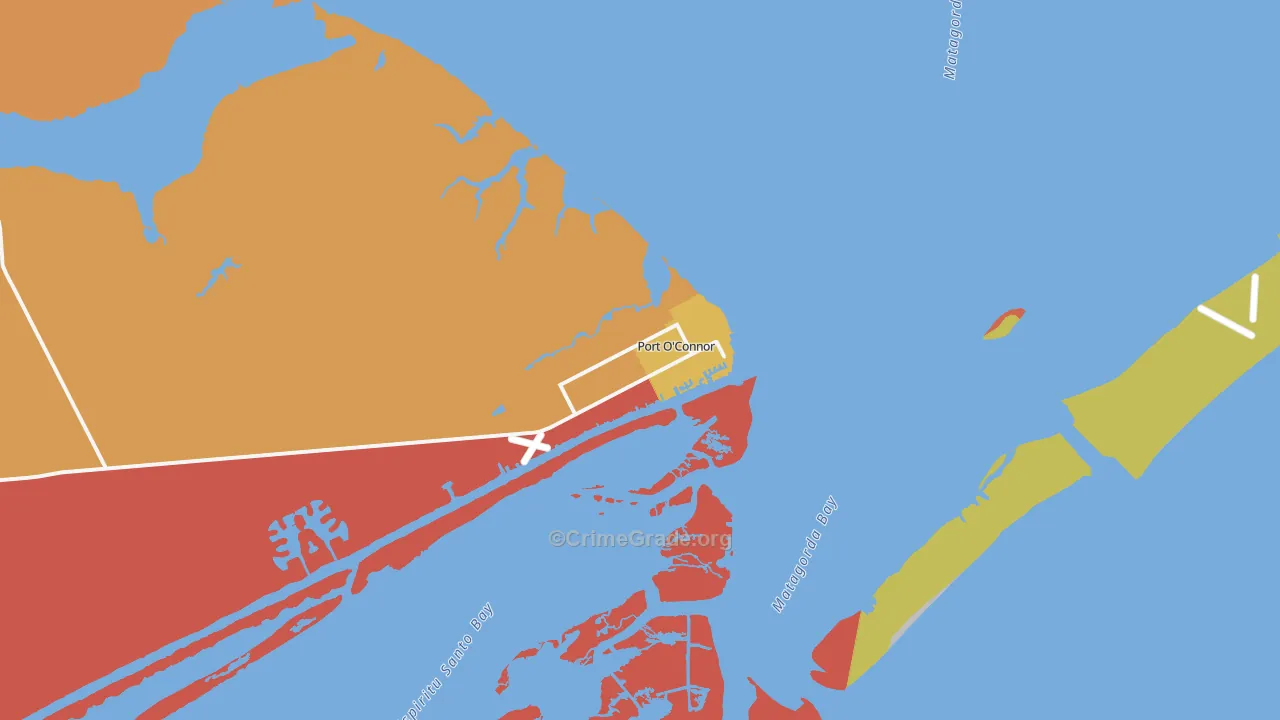Port O'Connor, TX Map of Murder Rates