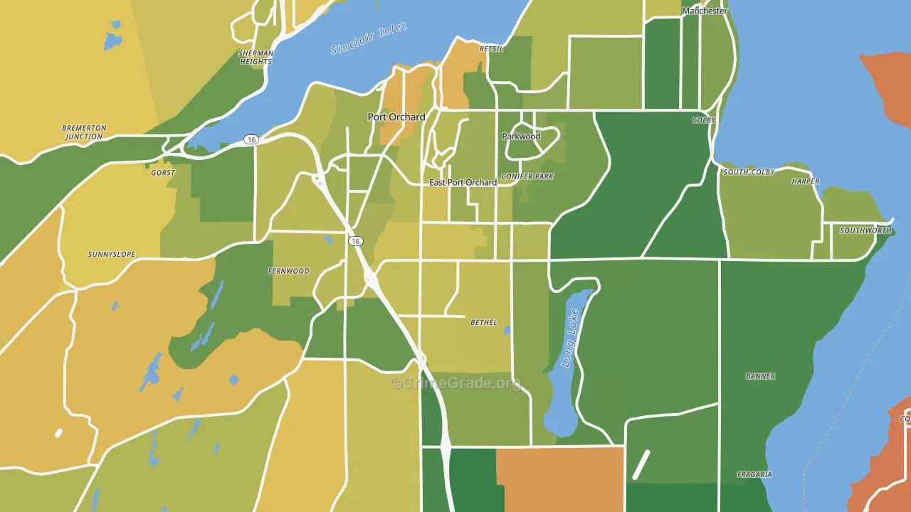Port Orchard, WA Map of Murder Rates