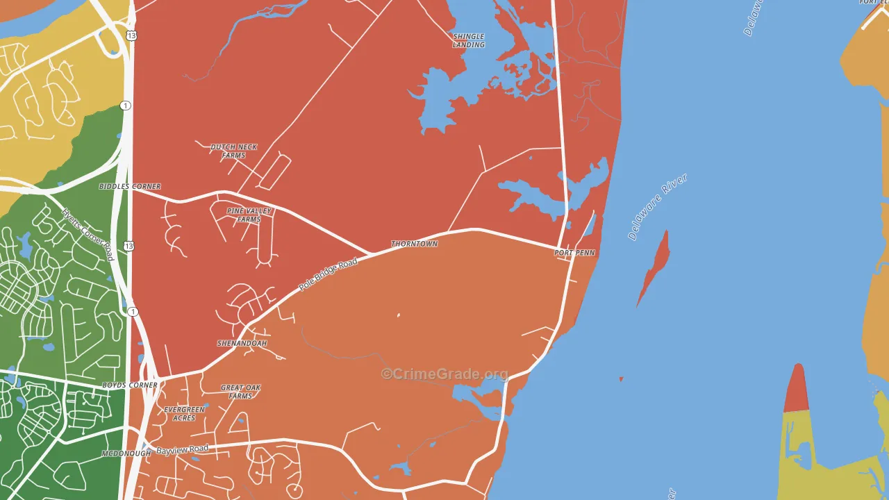 Port Penn, DE Map of Murder Rates