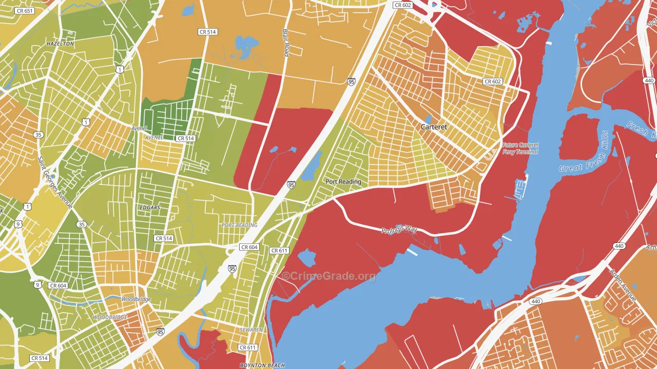 Port Reading, NJ Map of Murder Rates
