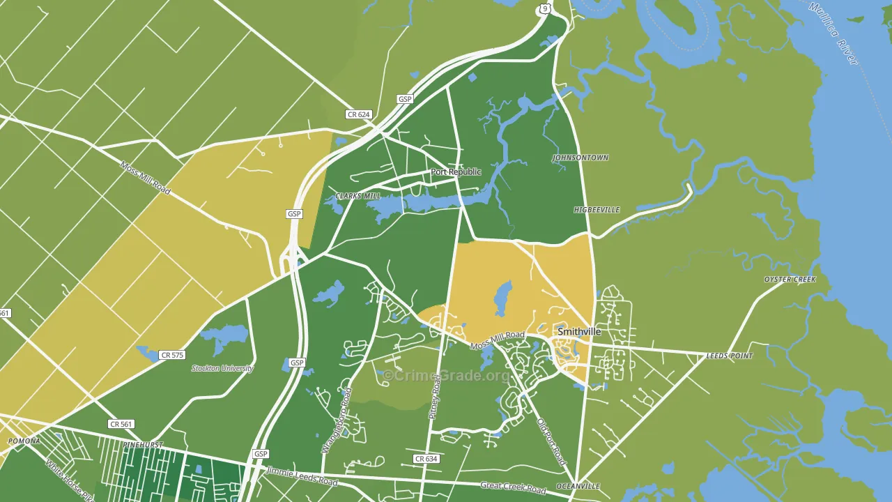 Port Republic, NJ Map of Murder Rates