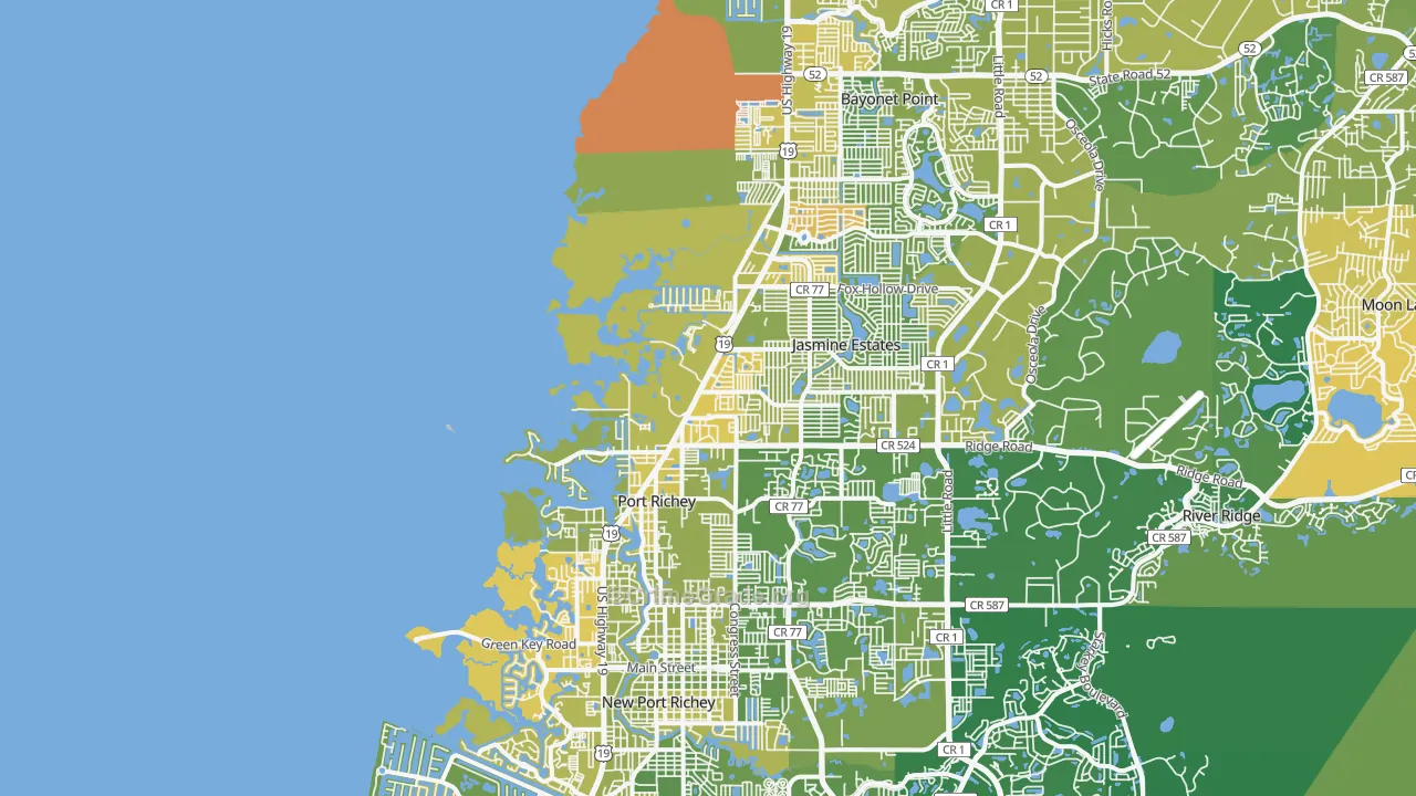 Port Richey, FL Map of Murder Rates