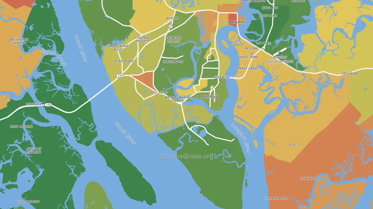 Port Royal, SC Map of Murder Rates