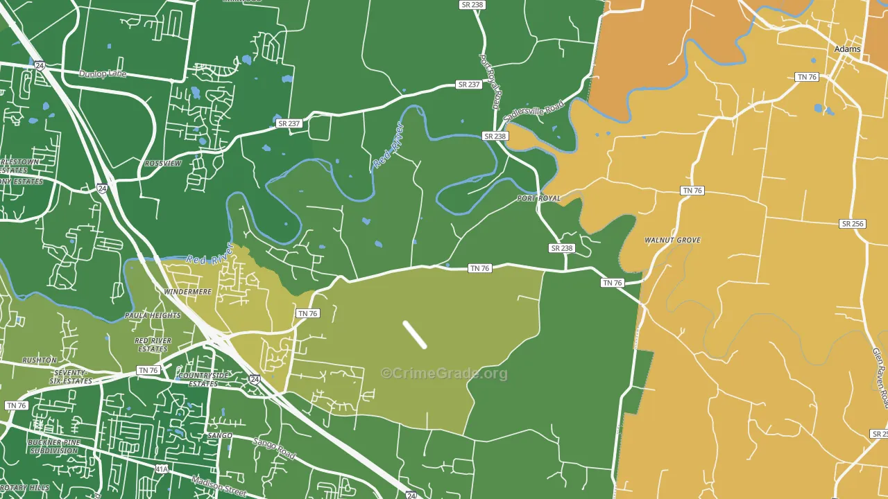 Port Royal, TN Map of Murder Rates