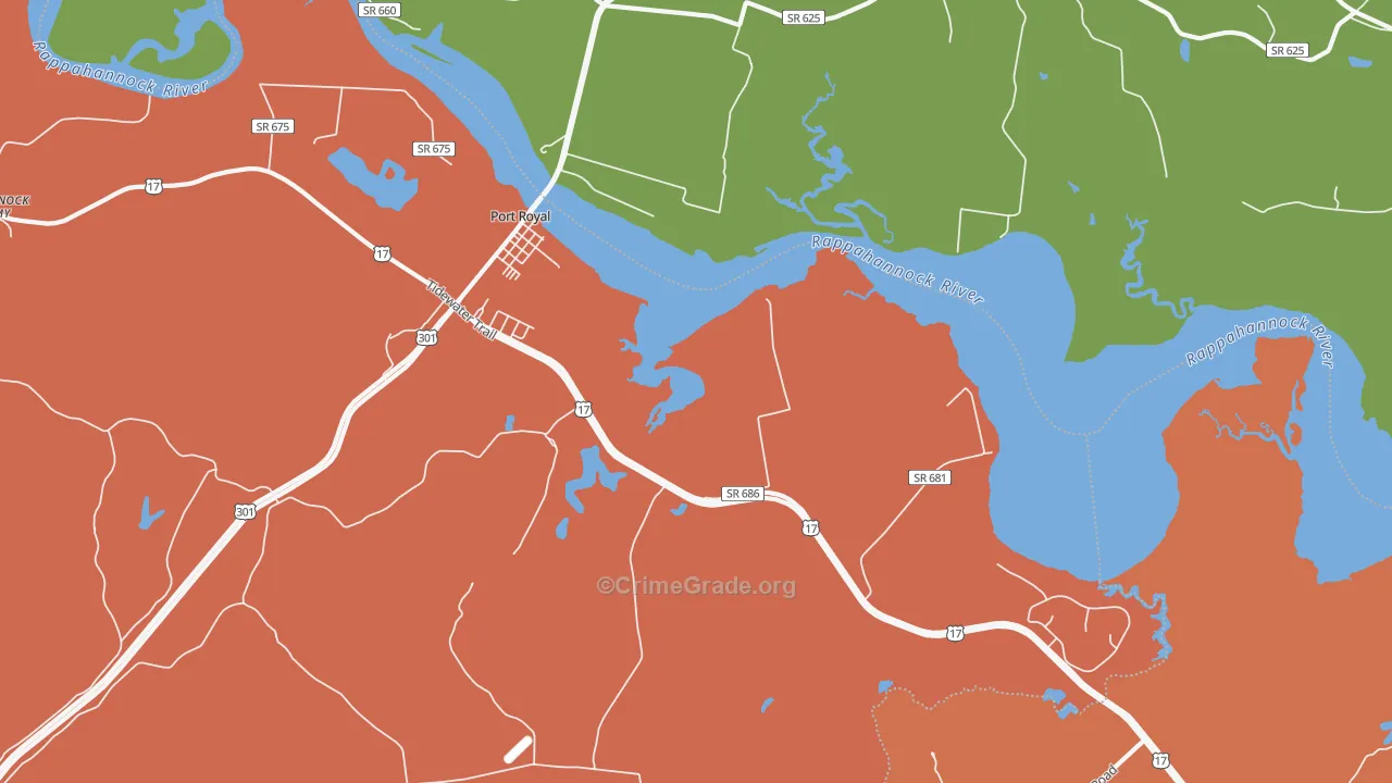 Port Royal, VA Map of Murder Rates