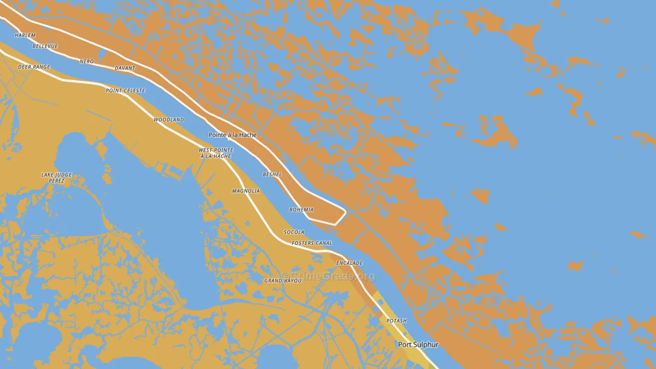 Port Sulphur, LA Map of Murder Rates