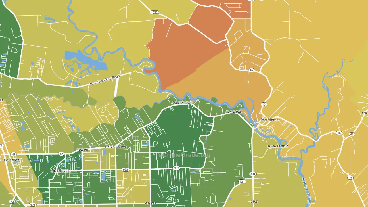 Port Vincent, LA Map of Murder Rates