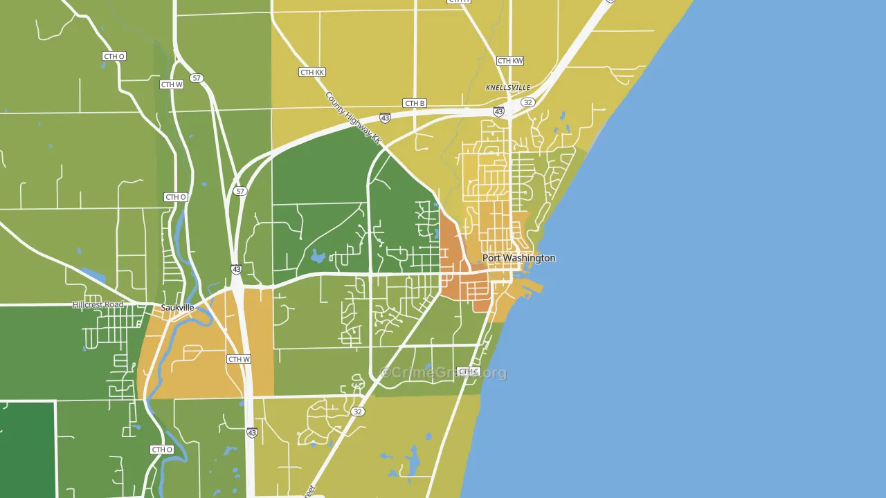 Port Washington, WI Map of Murder Rates