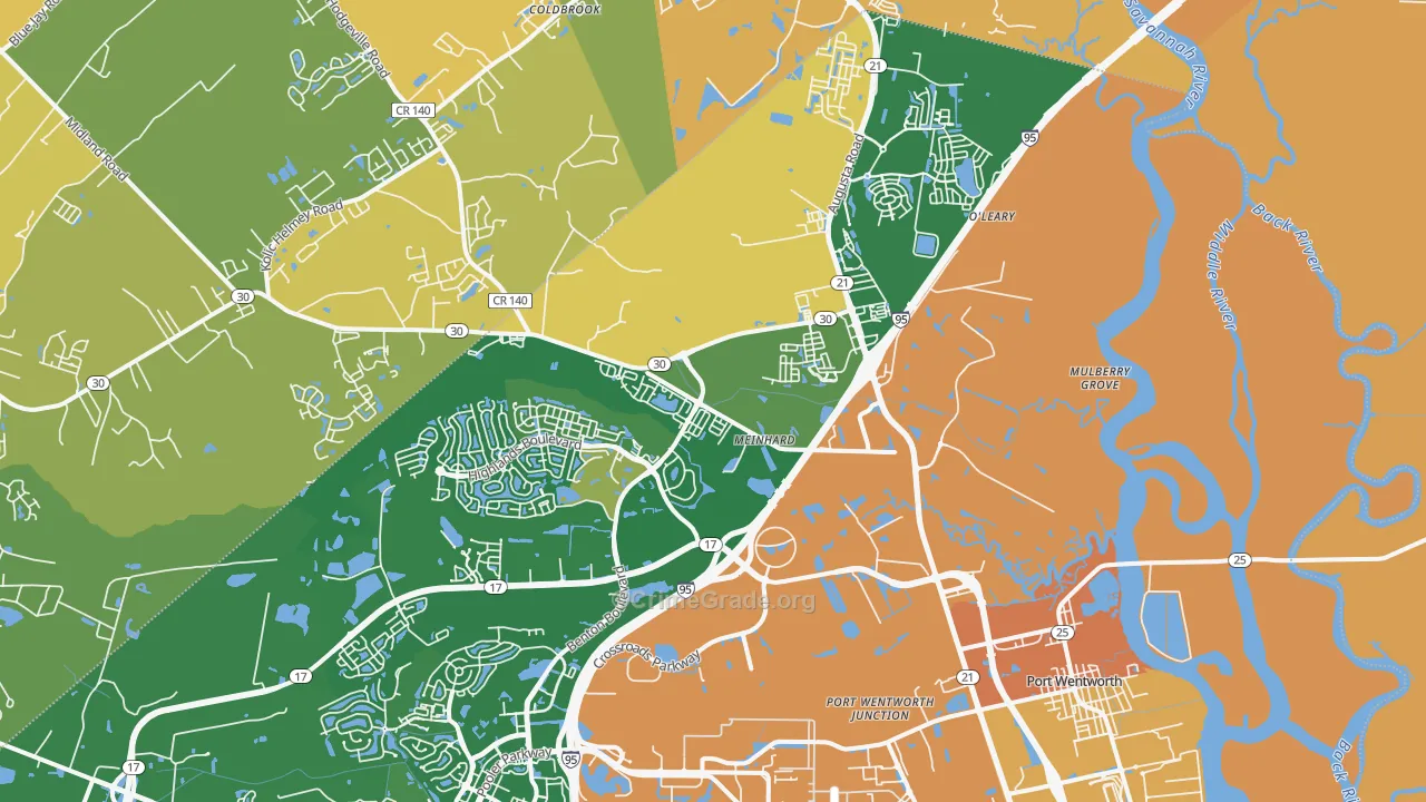 Port Wentworth, GA Map of Murder Rates