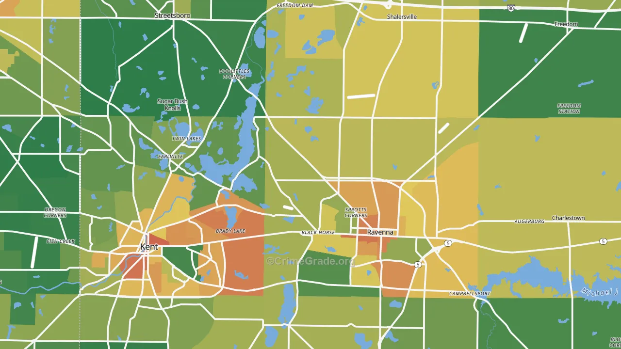 Portage County, OH Map of Murder Rates
