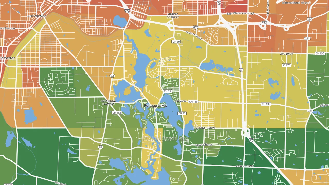 Portage Lakes, OH Map of Murder Rates