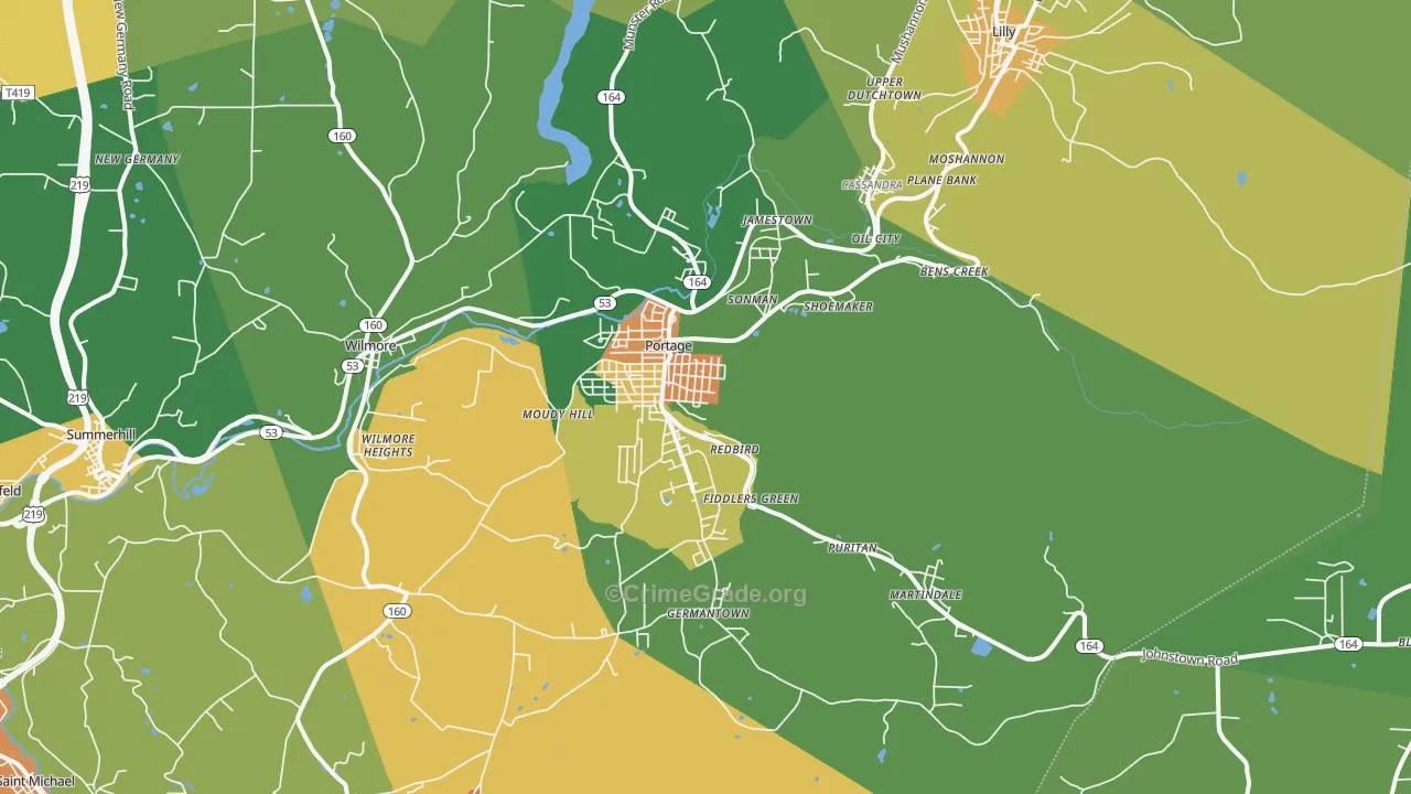 Portage, PA Map of Murder Rates