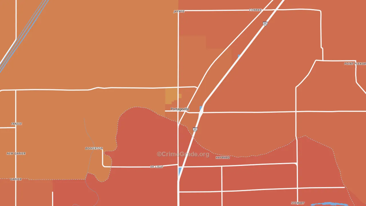 Portageville, MO Map of Murder Rates