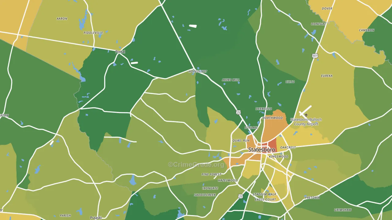Portal, GA Map of Murder Rates