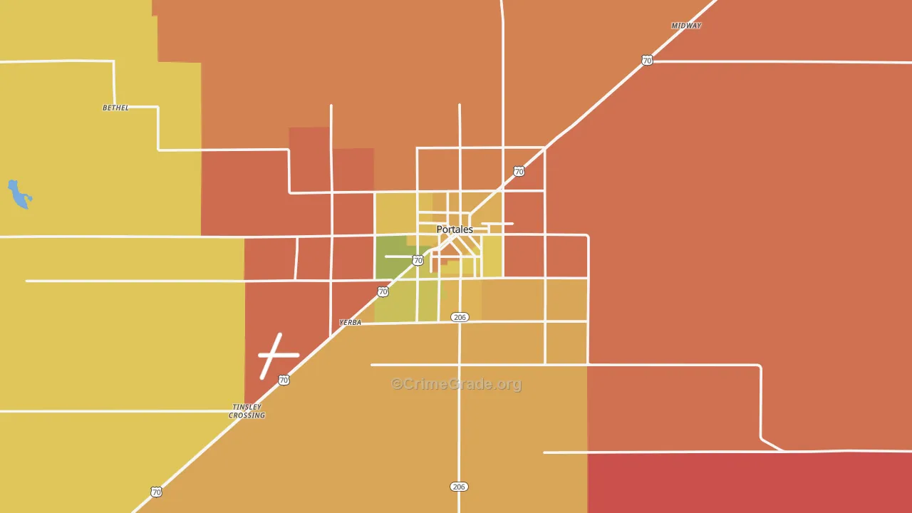 Portales, NM Map of Murder Rates
