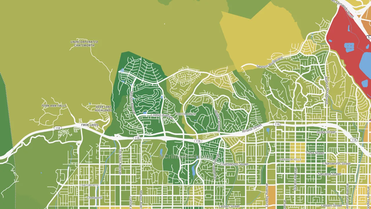 Portar Ranch, Northridge, CA Map of Murder Rates