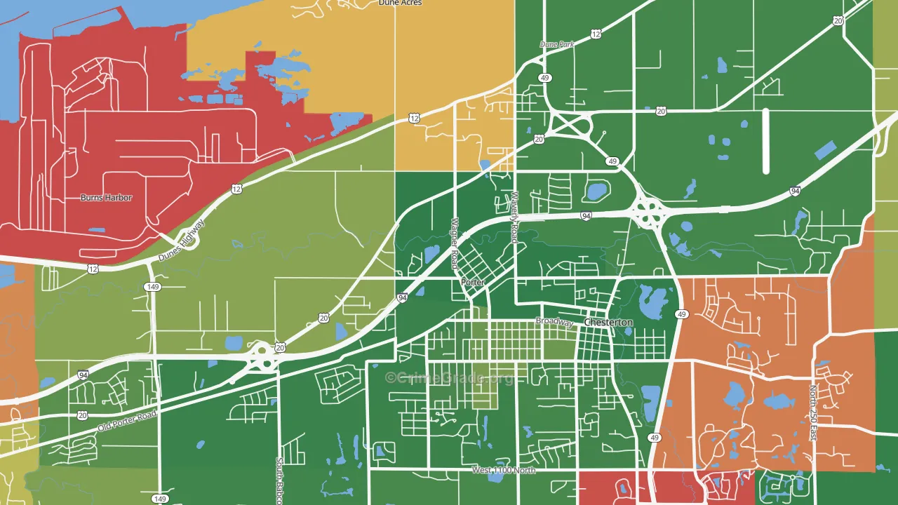 Porter, IN Map of Murder Rates