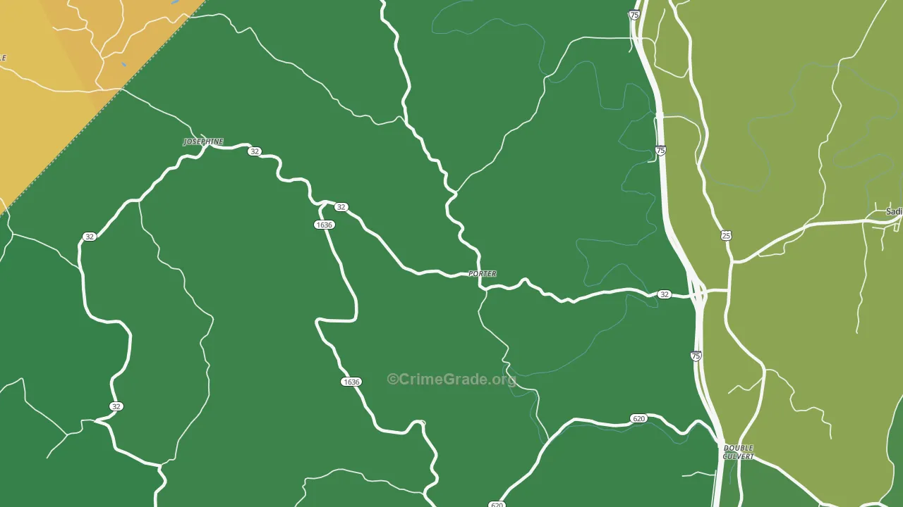 Porter, KY Map of Murder Rates
