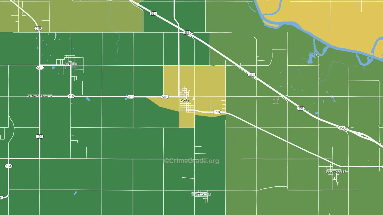 Porter, OK Map of Murder Rates