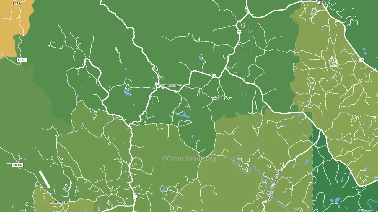 Porter Springs, GA Map of Murder Rates