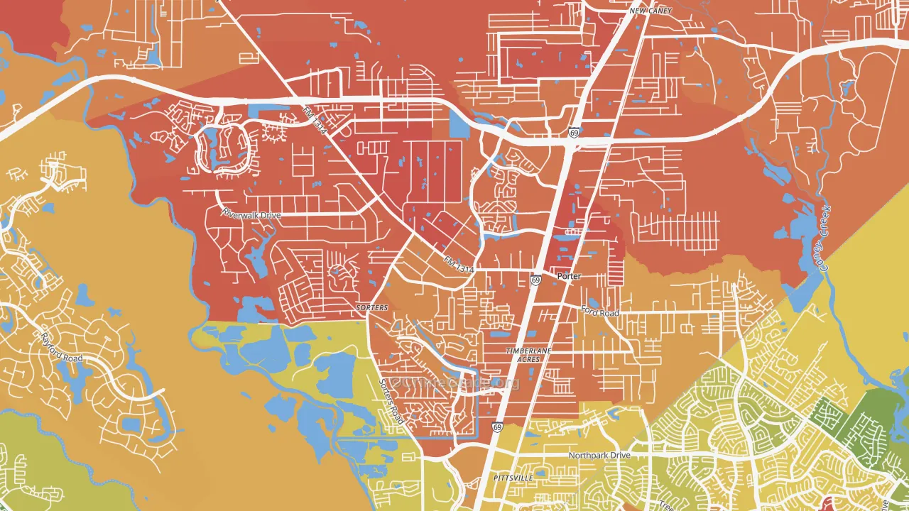 Porter, TX Map of Murder Rates