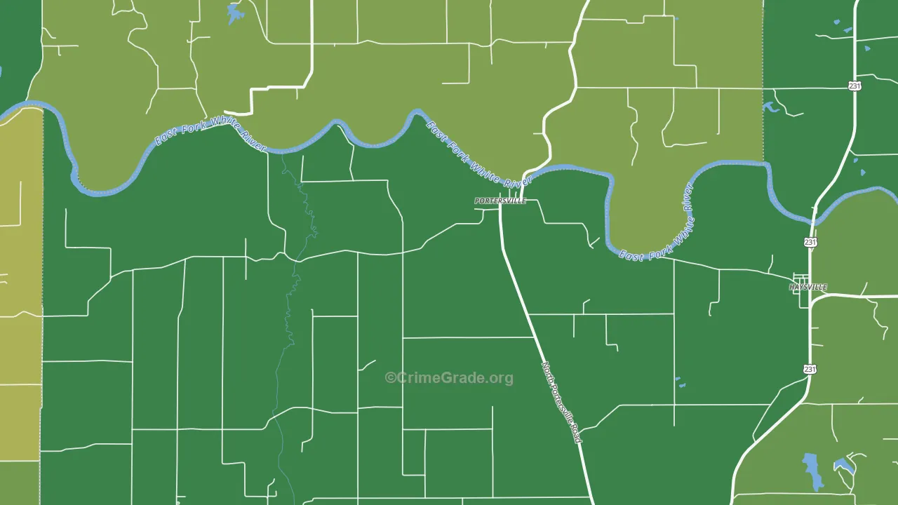 Portersville, IN Map of Murder Rates