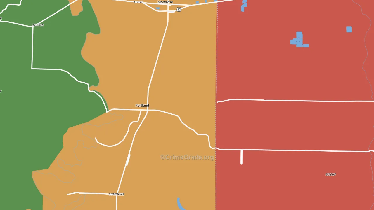 Portland, AR Map of Murder Rates
