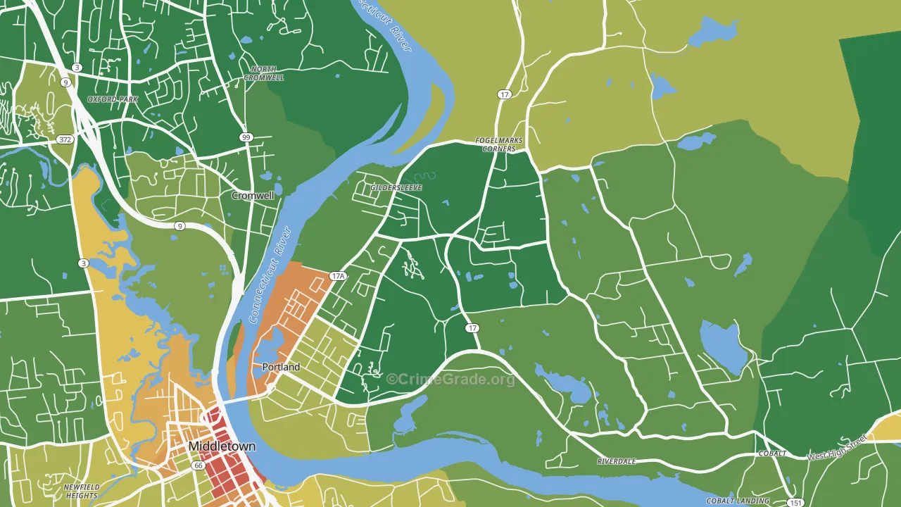 Portland, CT Map of Murder Rates