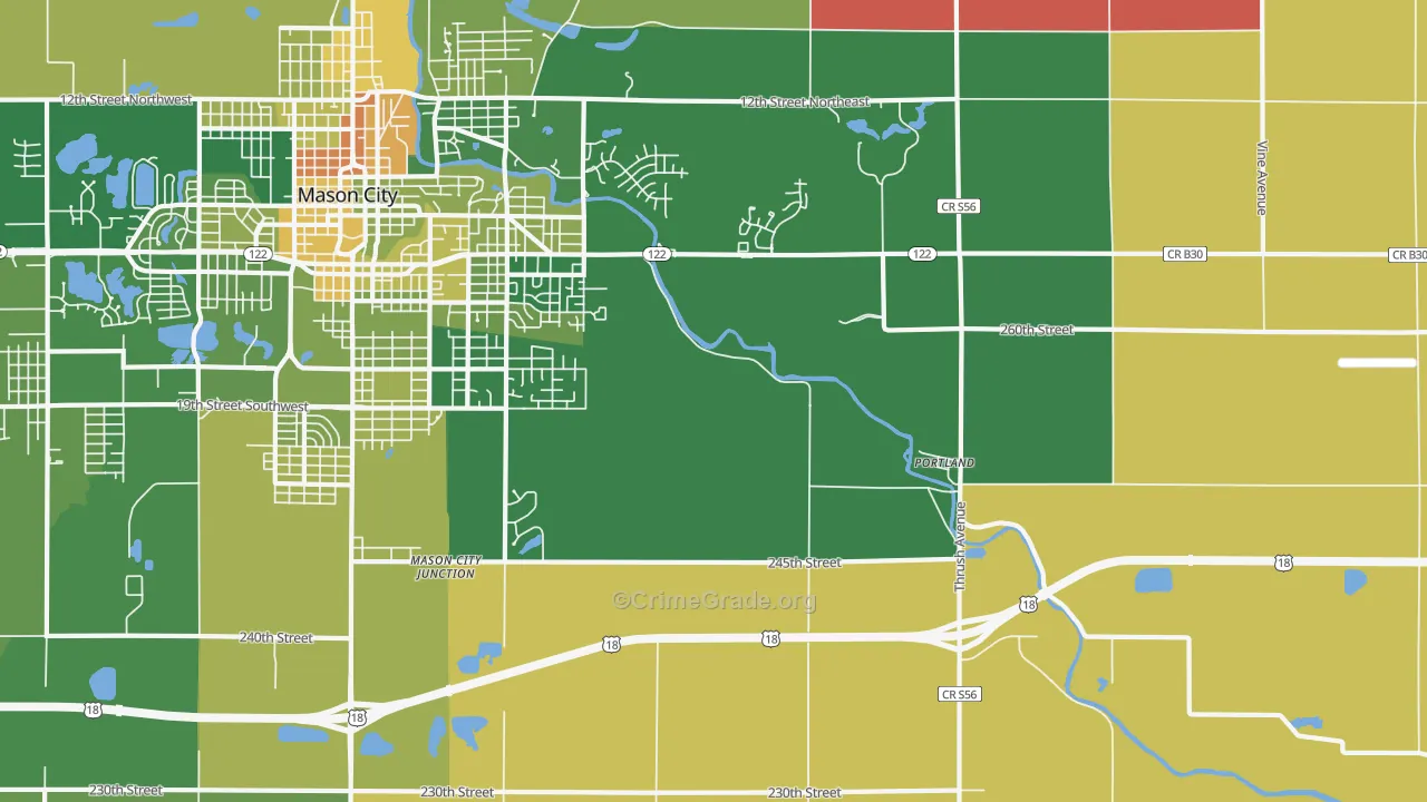 Portland, IA Map of Murder Rates