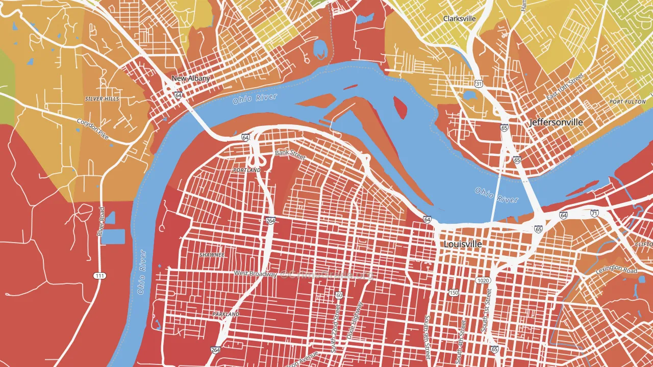 Portland, Louisville, KY Map of Murder Rates