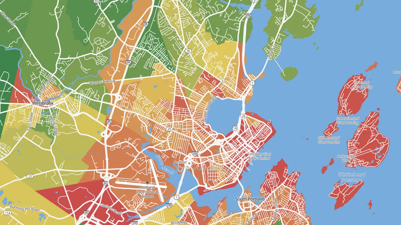 Portland, ME Map of Murder Rates