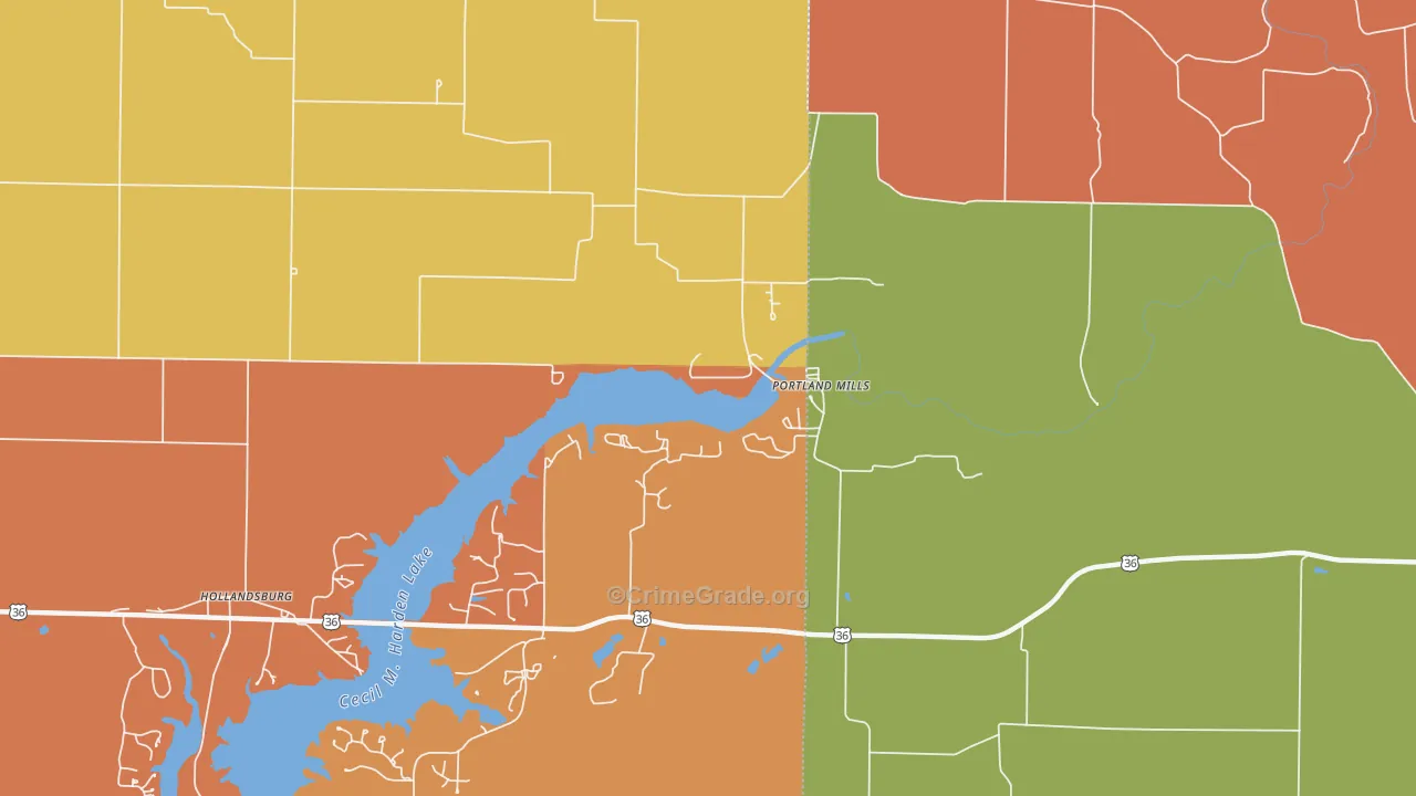 Portland Mills, IN Map of Murder Rates