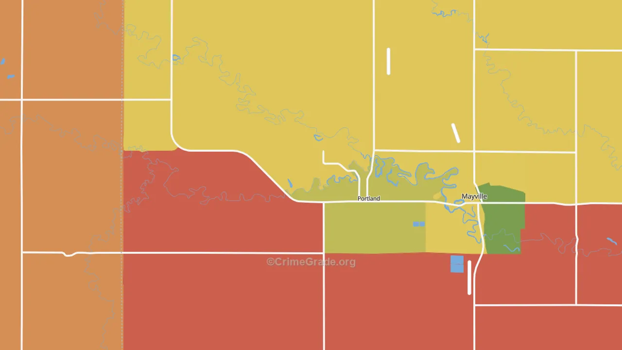 Portland, ND Map of Murder Rates