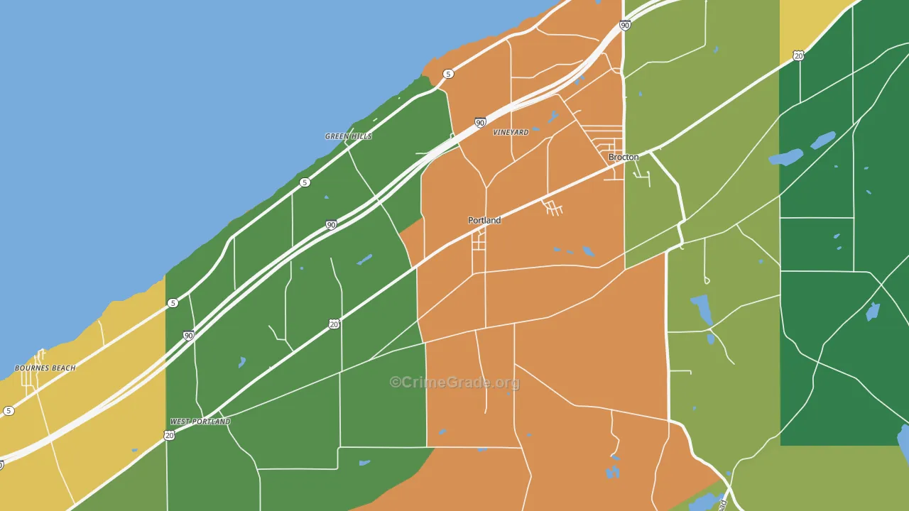 Portland, NY Map of Murder Rates
