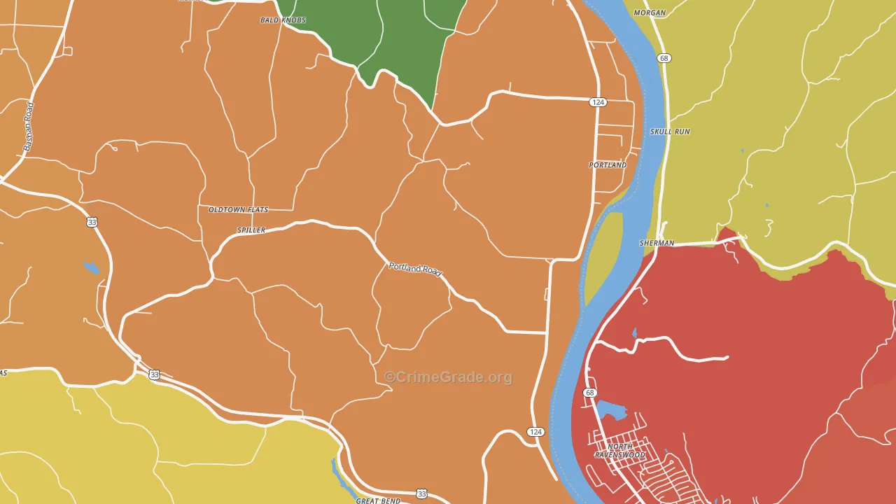Portland, OH Map of Murder Rates