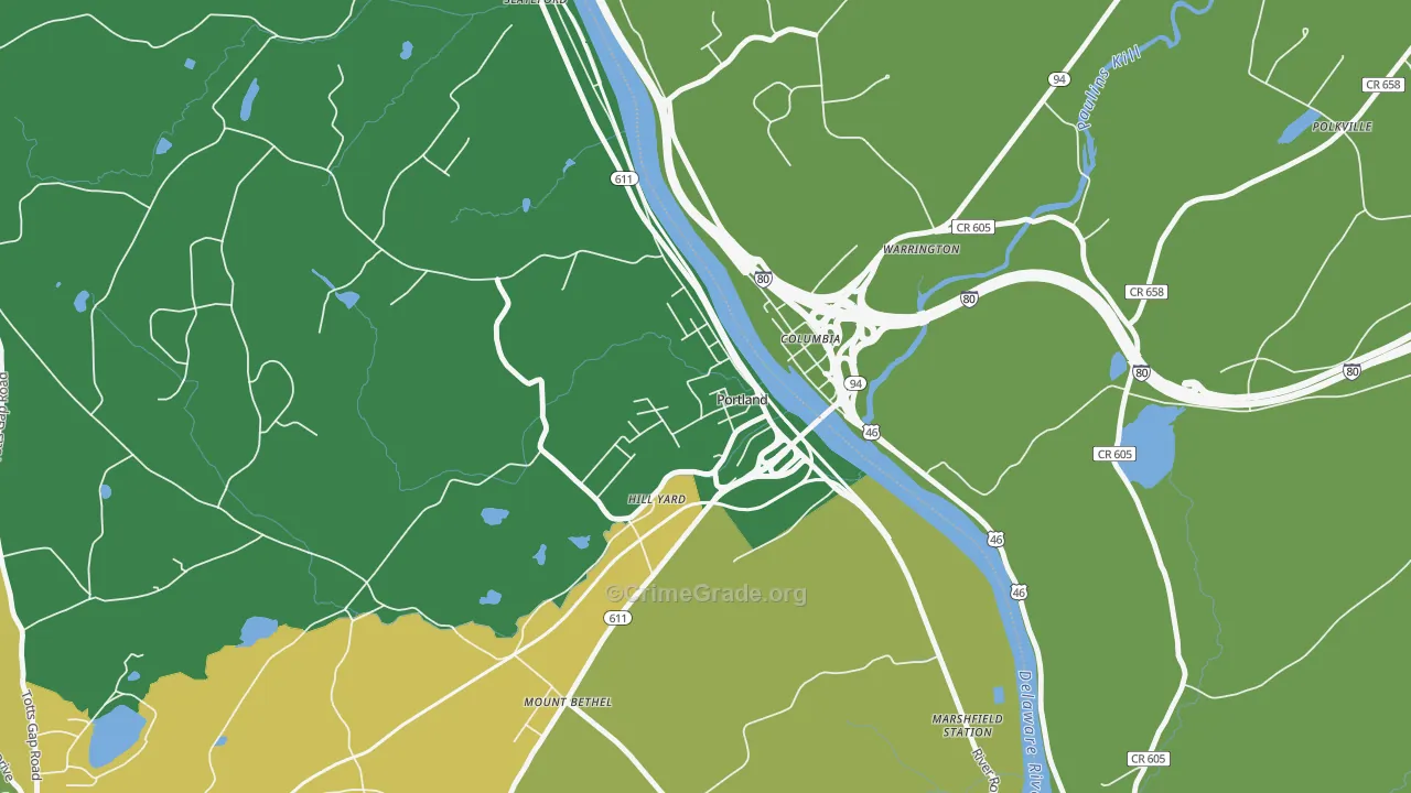 Portland, PA Map of Murder Rates