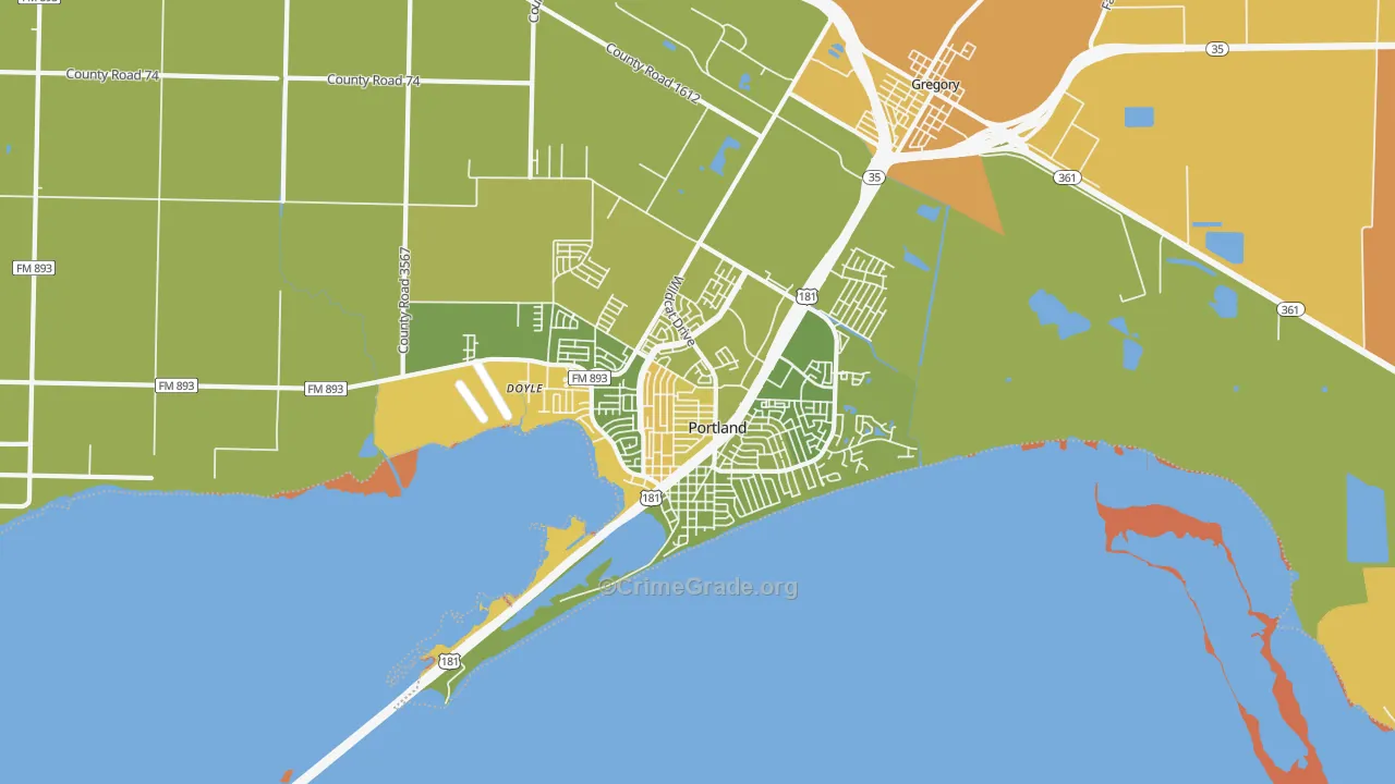 Portland, TX Map of Murder Rates