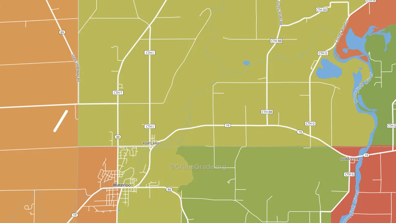 Portland, WI Map of Murder Rates