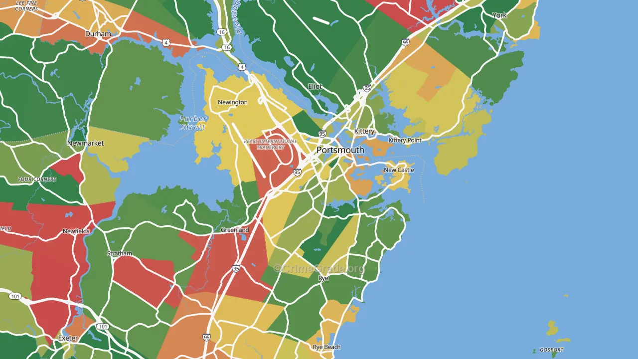 Portsmouth, NH Map of Murder Rates