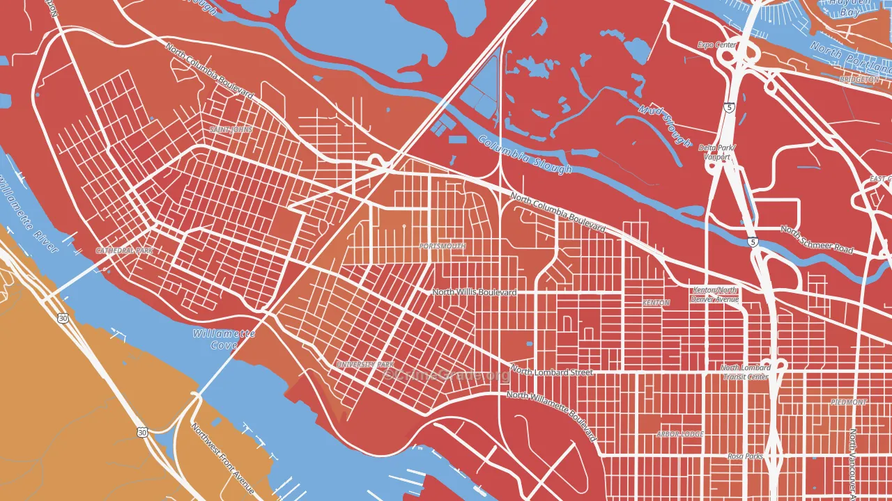 Portsmouth, Portland, OR Map of Murder Rates