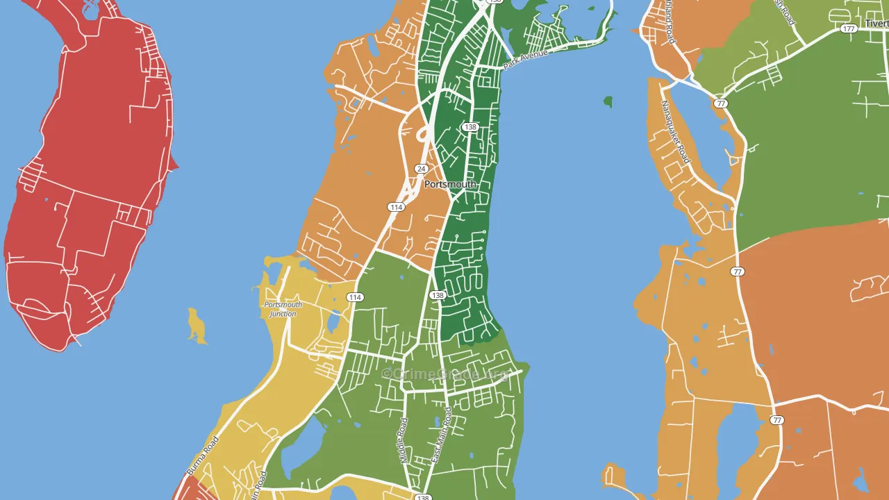 Portsmouth, RI Map of Murder Rates