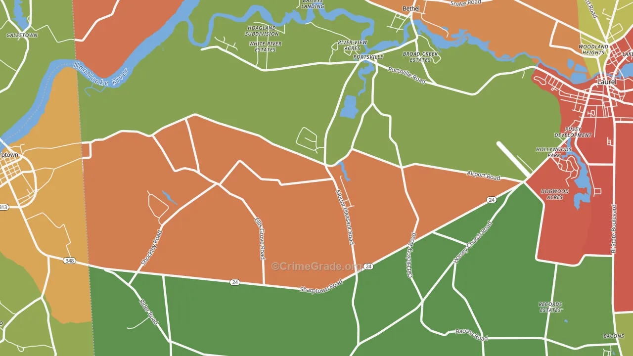 Portsville, DE Map of Murder Rates