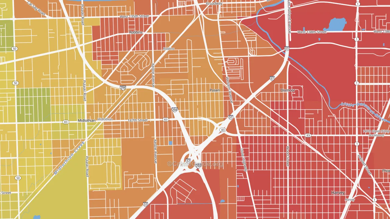 Posen, IL Map of Murder Rates