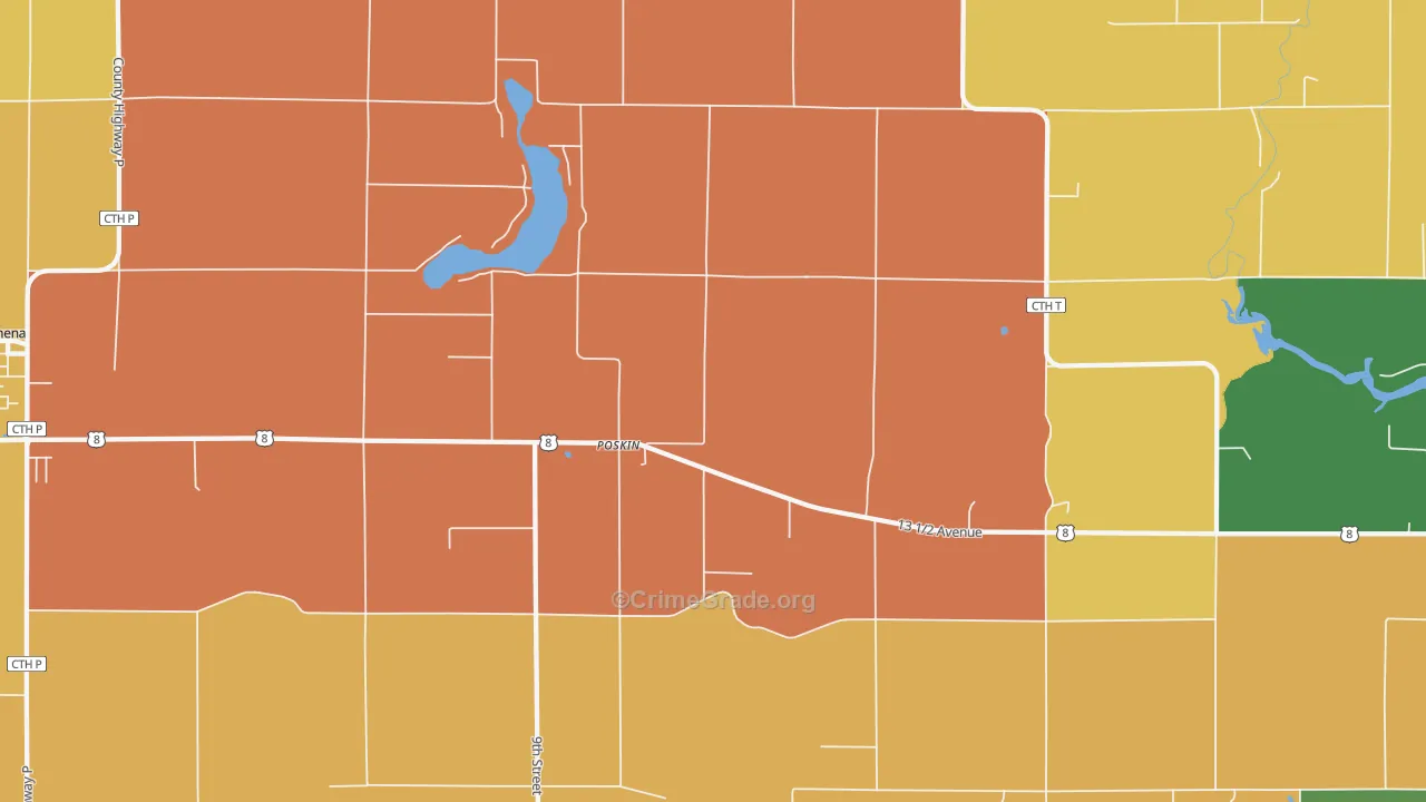 Poskin, WI Map of Murder Rates