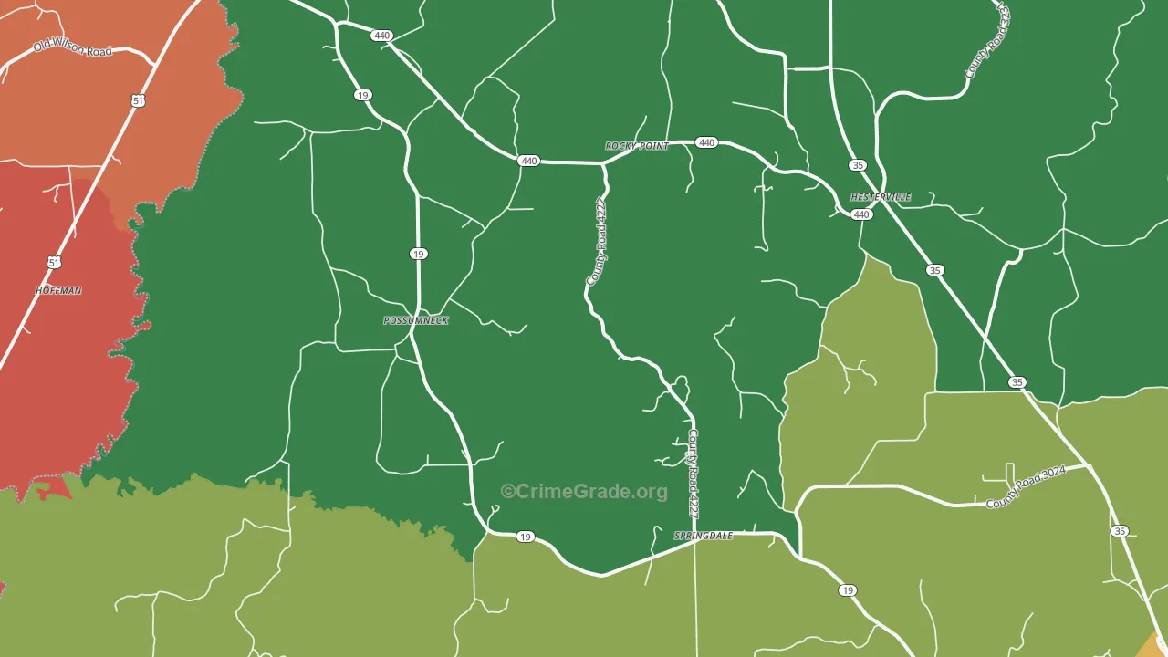 Possumneck, MS Map of Murder Rates
