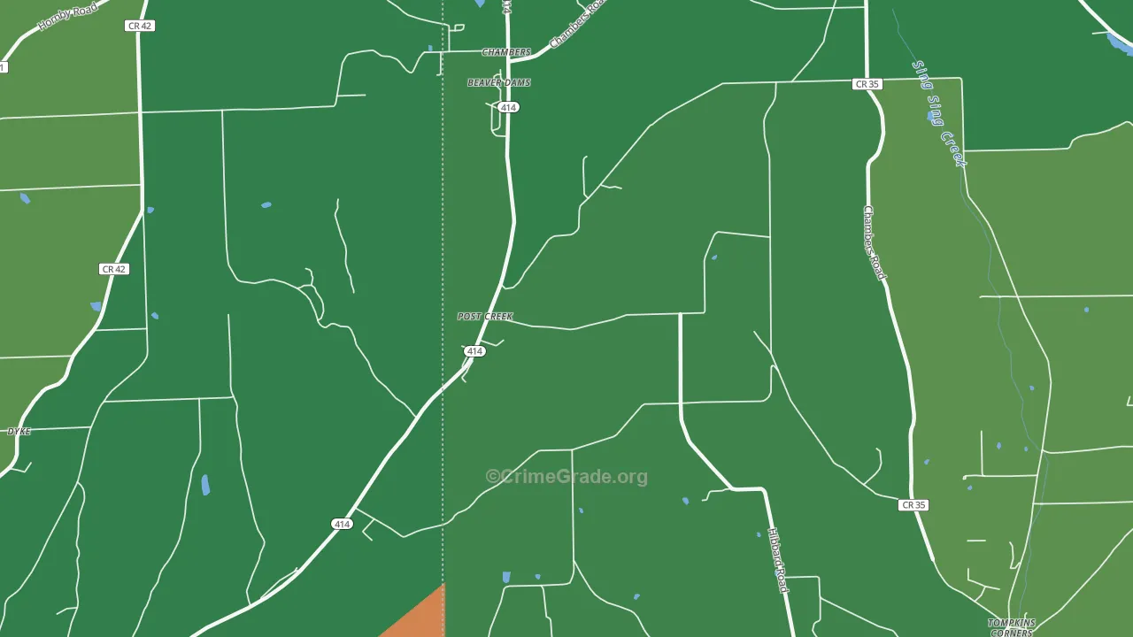 Post Creek, NY Map of Murder Rates