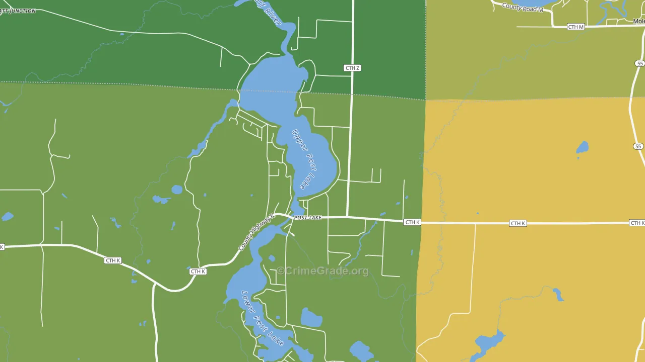 Post Lake, WI Map of Murder Rates