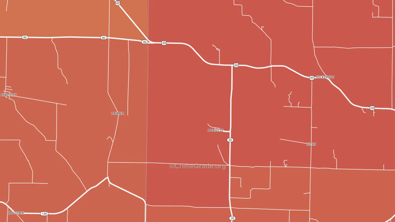 Postelle, AR Map of Murder Rates