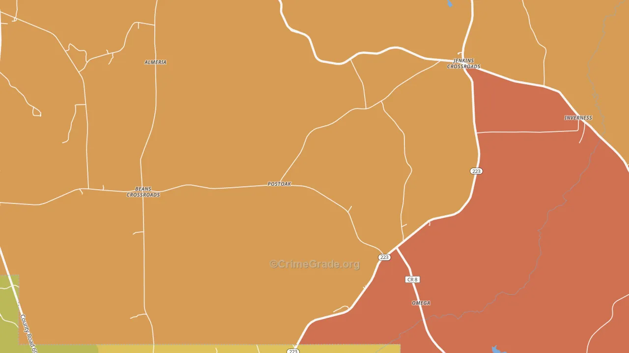 Postoak, AL Map of Murder Rates